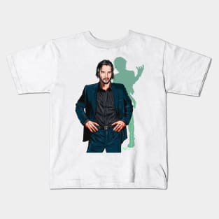 Keanu Reeves - An illustration by Paul Cemmick Kids T-Shirt